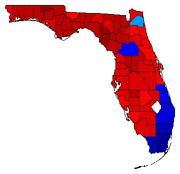 2002 Florida County Map of Democratic Primary Election Results for Governor