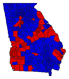 2002 Georgia County Map of General Election Results for Senator
