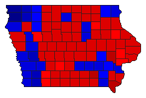 2002 Iowa County Map of General Election Results for Governor