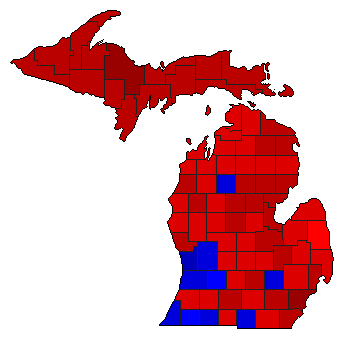 2002 Michigan County Map of General Election Results for Senator
