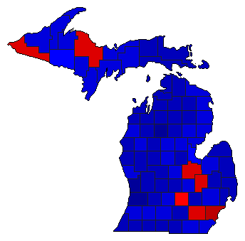 2002 Michigan County Map of General Election Results for Secretary of State