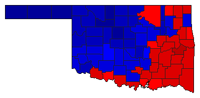 2002 Oklahoma County Map of General Election Results for Lt. Governor