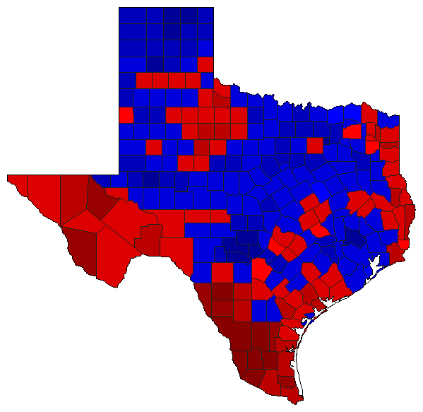 2002 Texas County Map of General Election Results for Lt. Governor