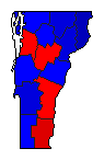 2002 Vermont County Map of General Election Results for Governor