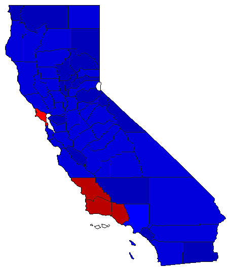 2002 California County Map of Open Primary Election Results for Referendum