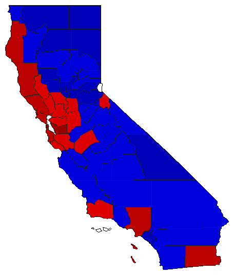 2002 California County Map of Special Election Results for Lt. Governor