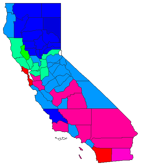 2002 California County Map of Democratic Primary Election Results for Secretary of State