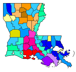 2003 Louisiana County Map of Open Primary Election Results for Governor