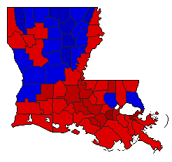 2003 Louisiana County Map of Open Primary Election Results for Attorney General