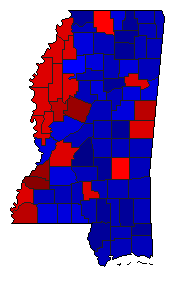 2003 Mississippi County Map of General Election Results for Lt. Governor