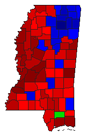 2003 Mississippi County Map of Democratic Primary Election Results for Lt. Governor