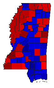 2003 Mississippi County Map of General Election Results for State Treasurer
