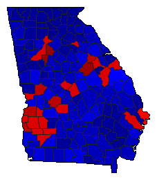 2004 Georgia County Map of General Election Results for President