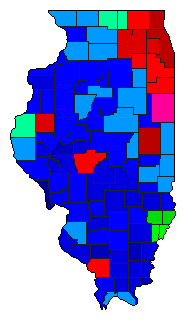 2004 Illinois County Map of Democratic Primary Election Results for Senator