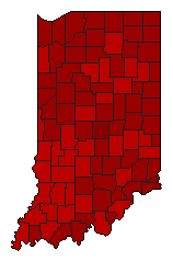 2004 Indiana County Map of Democratic Primary Election Results for President