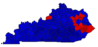 2004 Kentucky County Map of General Election Results for President