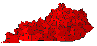 2004 Kentucky County Map of Democratic Primary Election Results for President
