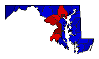 2004 Maryland County Map of General Election Results for President