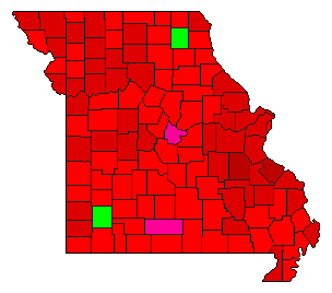 2004 Missouri County Map of Democratic Primary Election Results for President