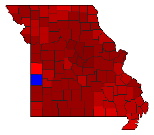 2004 Missouri County Map of Democratic Primary Election Results for Senator
