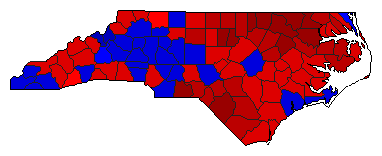 2004 North Carolina County Map of General Election Results for Governor