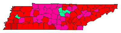 2004 Tennessee County Map of Democratic Primary Election Results for President