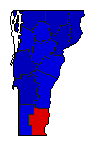 2004 Vermont County Map of General Election Results for Governor