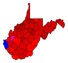 2004 West Virginia County Map of Democratic Primary Election Results for Governor