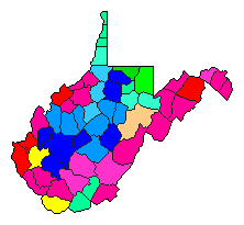 2004 West Virginia County Map of Democratic Primary Election Results for Secretary of State
