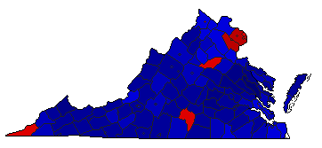2005 Virginia County Map of Republican Primary Election Results for Lt. Governor