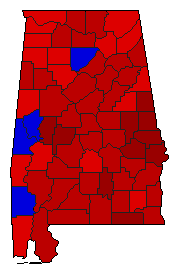 2006 Alabama County Map of Democratic Primary Election Results for State Treasurer