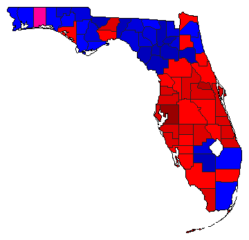 2006 Florida County Map of Democratic Primary Election Results for Governor
