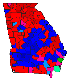 2006 Georgia County Map of Democratic Primary Election Results for Lt. Governor