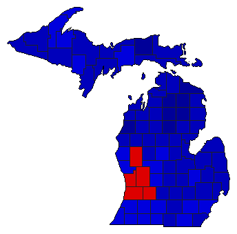2006 Michigan County Map of Republican Primary Election Results for Senator