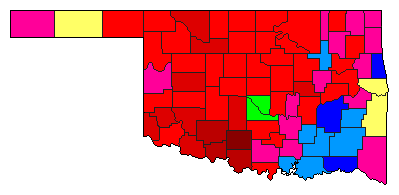 2006 Oklahoma County Map of Democratic Primary Election Results for Lt. Governor