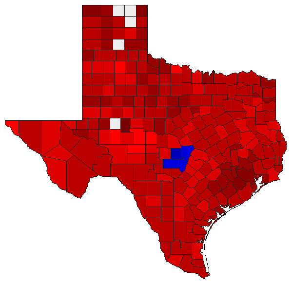 2006 Texas County Map of Democratic Primary Election Results for Governor