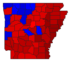 2006 Arkansas County Map of General Election Results for Governor