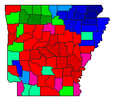 2006 Arkansas County Map of Democratic Primary Election Results for Lt. Governor