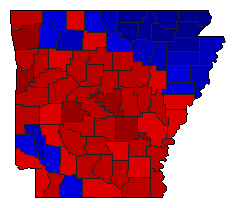2006 Arkansas County Map of Democratic Runoff Election Results for Lt. Governor