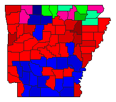 2006 Arkansas County Map of Democratic Primary Election Results for Secretary of State