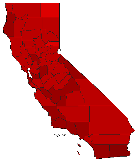 2006 California County Map of Democratic Primary Election Results for Insurance Commissioner