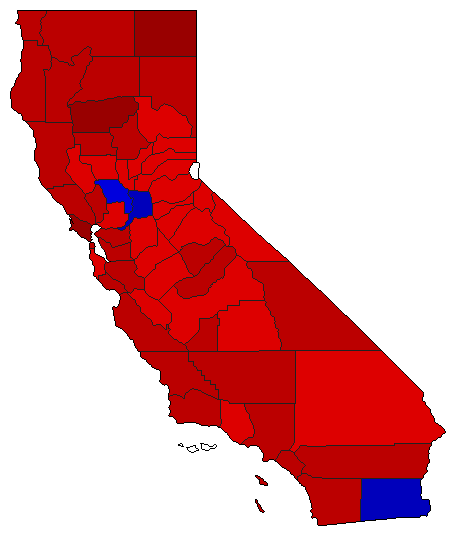 2006 California County Map of Democratic Primary Election Results for Secretary of State