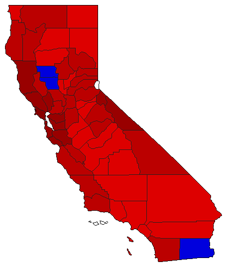 2006 California County Map of Democratic Primary Election Results for Attorney General