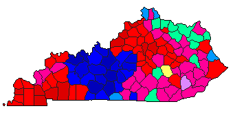2007 Kentucky County Map of Democratic Primary Election Results for State Treasurer
