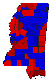 2007 Mississippi County Map of Democratic Primary Election Results for Insurance Commissioner