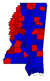 2007 Mississippi County Map of General Election Results for Governor
