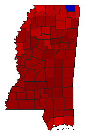 2007 Mississippi County Map of Democratic Primary Election Results for Secretary of State