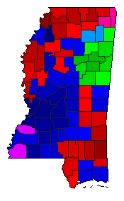 2007 Mississippi County Map of Republican Primary Election Results for Secretary of State