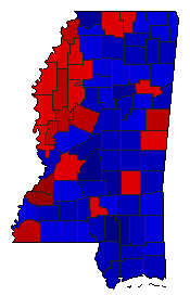 2007 Mississippi County Map of General Election Results for State Treasurer