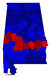 2008 Alabama County Map of General Election Results for Senator